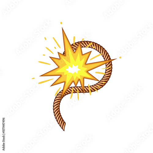 detonation dynamite fuse cartoon. combustion blasting, pyrotechnics flammable, volatile spark detonation dynamite fuse sign. isolated symbol vector illustration