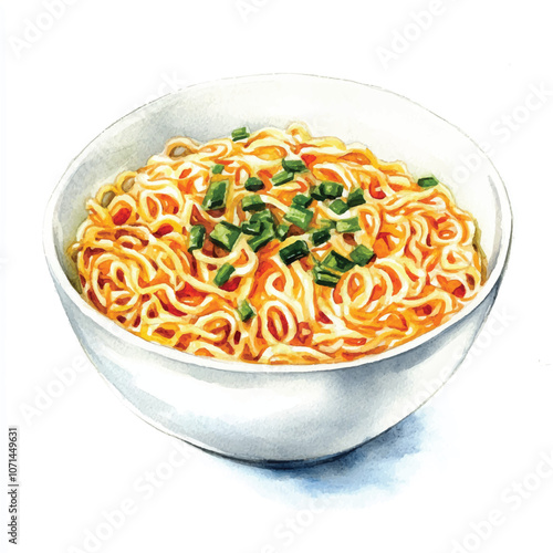 Noodles watercolor clipart illustration