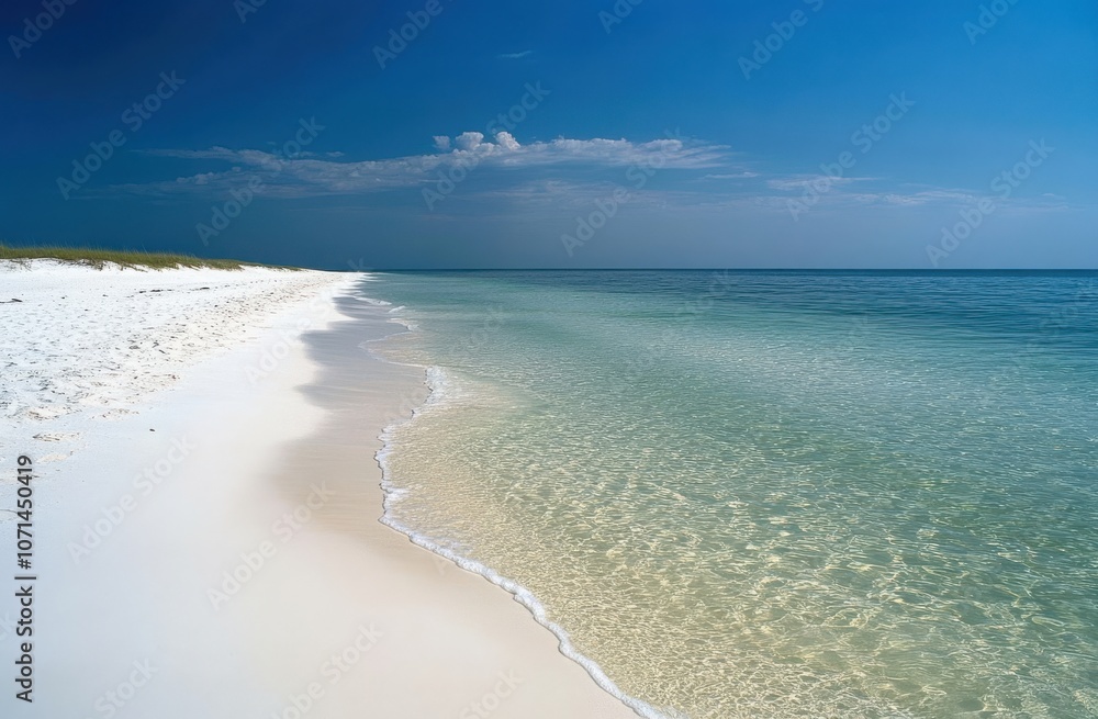 Serene Beach Scene with Crystal Clear Waters Serene Beach Scene with Crystal Clear Waters