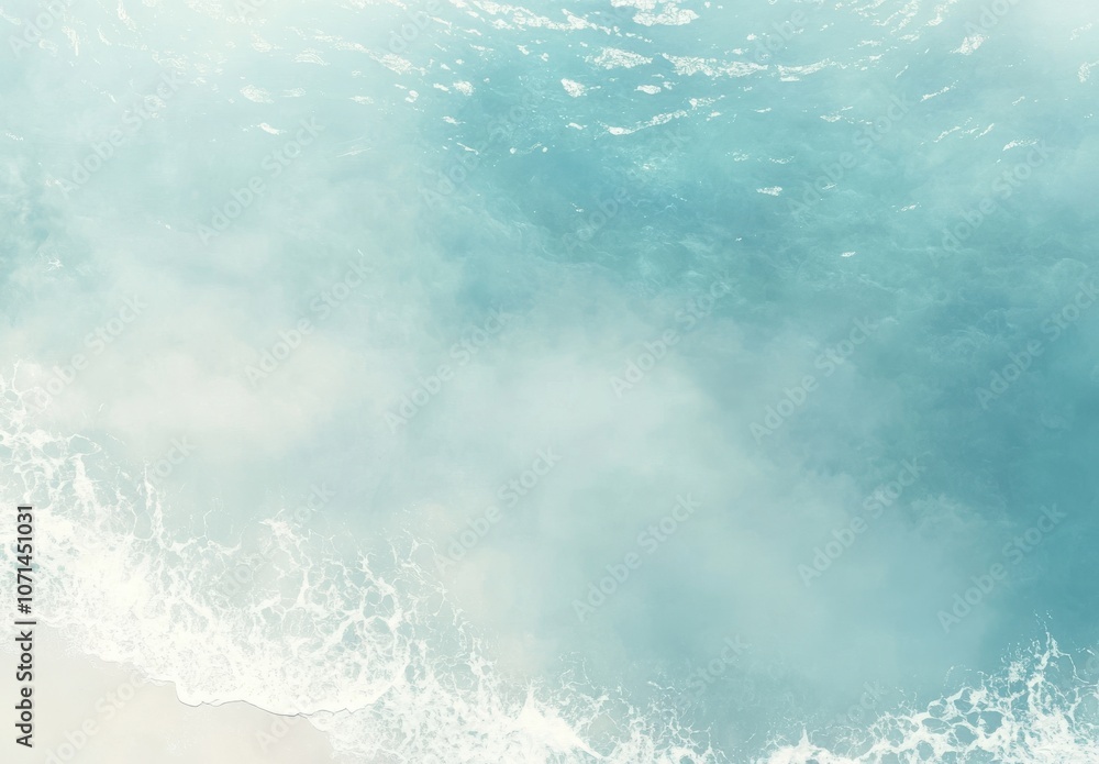 Fototapeta premium Serene Beach Scene with Soft Waves Lapping Shore