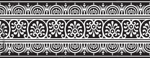 Vector seamless black monochrome border, Pompeii frame. Endless Neopolitan ornament. Art of Ancient Rome