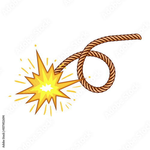 spark dynamite fuse cartoon. trigger safety, cord timing, burn reaction spark dynamite fuse sign. isolated symbol vector illustration