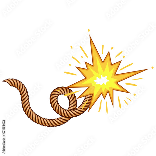 trigger dynamite fuse cartoon. safety cord, timing burn, reaction chemistry trigger dynamite fuse sign. isolated symbol vector illustration