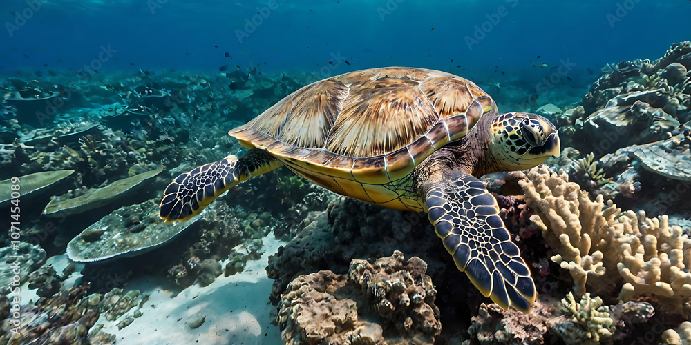 Fototapeta premium underwater life, coral life, created by Generative AI