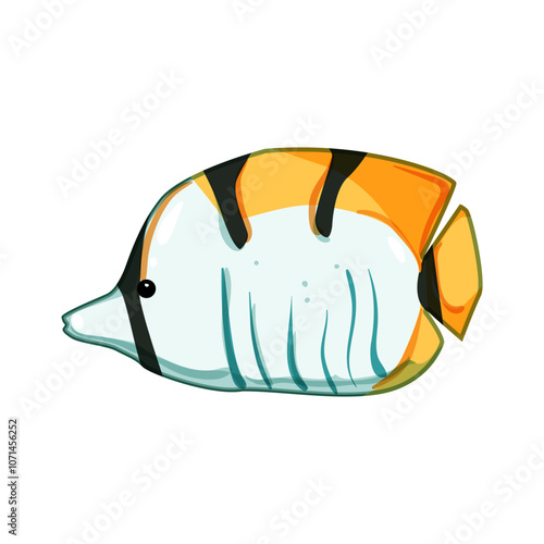 freshwater exotic fish cartoon. saltwater betta, cichlid angel, discus tetra freshwater exotic fish sign. isolated symbol vector illustration