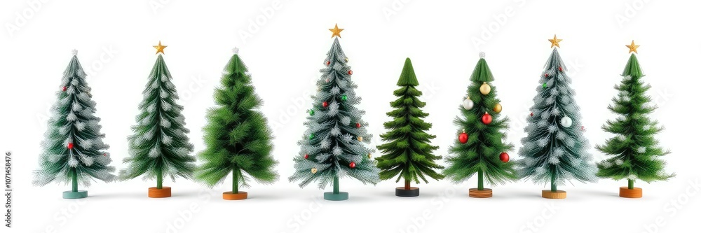 Fototapeta premium Set of christmas trees, Collection christmas tree on a white isolated background