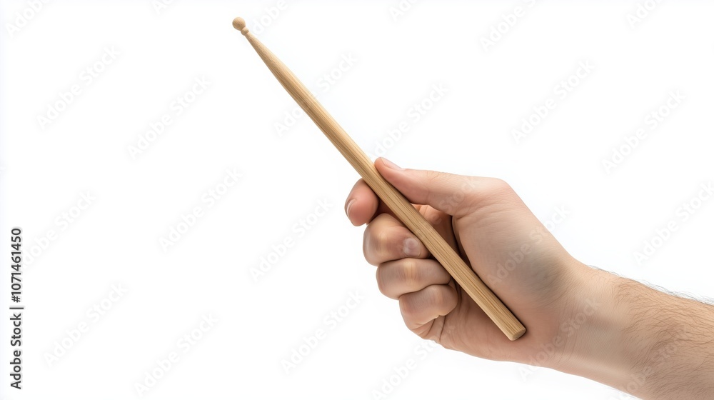 A person holds a pair of drumsticks ready to play music in a creative space A person holds a pair of drumsticks ready to play music in a creative space