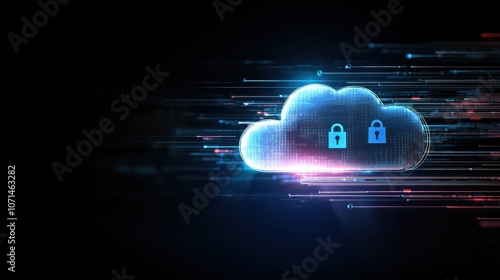 Wallpaper Mural A bright cloud icon with digital padlocks and binary code surrounding it, symbolizing advanced cloud security solutions Torontodigital.ca