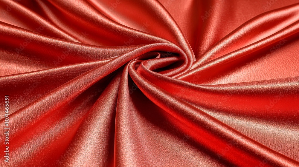 Obraz premium Red Satin Fabric Draped Texture Background