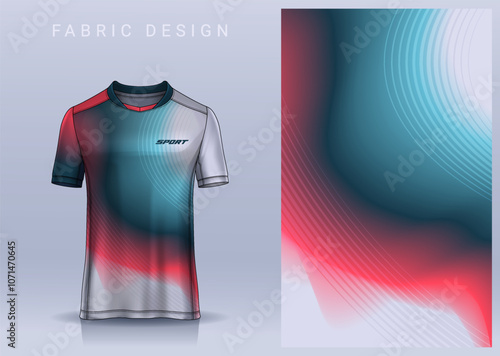 Fabric textile design for Sport t-shirt, Soccer jersey mockup for football club. uniform front view.	