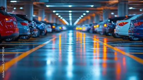 Wallpaper Mural Smart parking management system in shopping malls, checking and reporting the status of vacant spaces via the application to reduce traffic and increase convenience. Torontodigital.ca