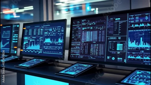 Wallpaper Mural Telecommunications company control room with digital tablets. Torontodigital.ca