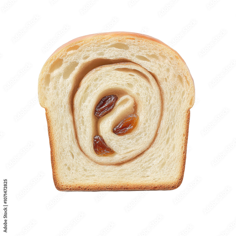 A slice of bread with raisins and nuts in it. transparent background A slice of bread with raisins and nuts in it. transparent background