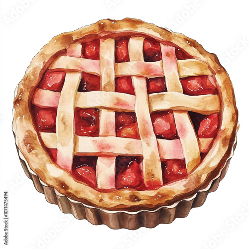 Pie watercolor clipart illustration