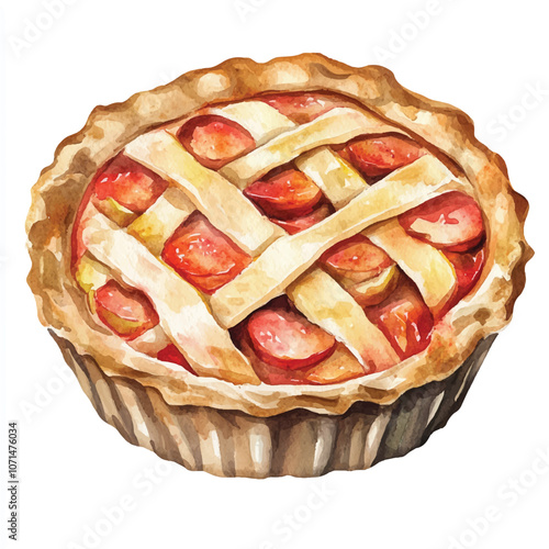 Pie watercolor clipart illustration