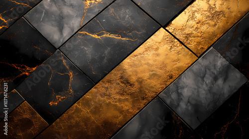 Black and white gold marble patterns surround marble texture, high-end stone carving art background