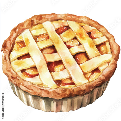 Pie watercolor clipart illustration