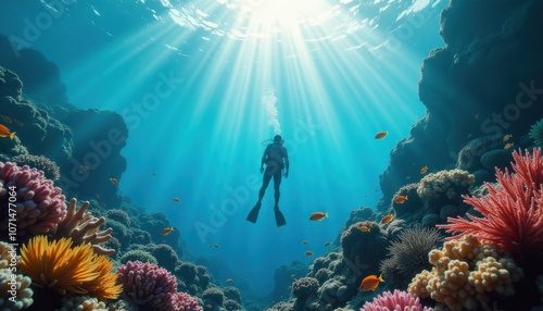 Wallpaper Mural Diving in the Depths: A Hyper-Realistic Underwater Adventure Torontodigital.ca