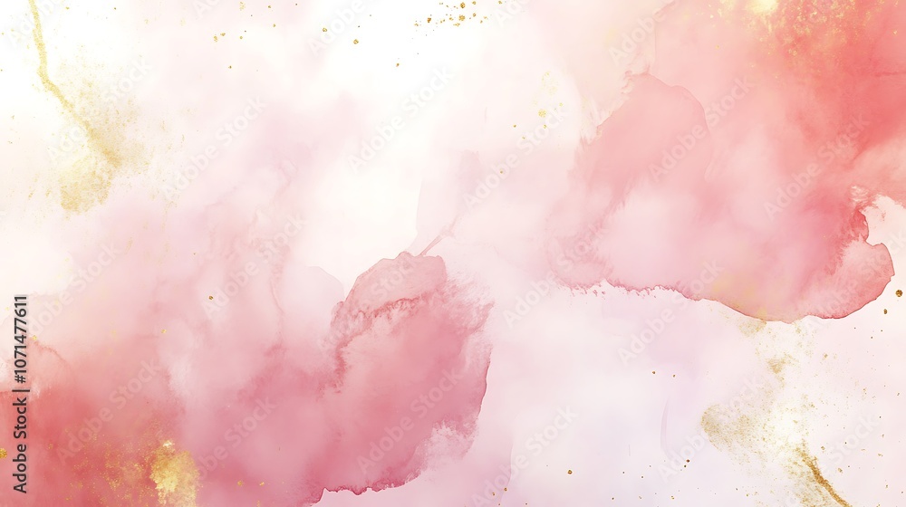 Abstract Watercolor Background with Golden Glitter Abstract Watercolor Background with Golden Glitter