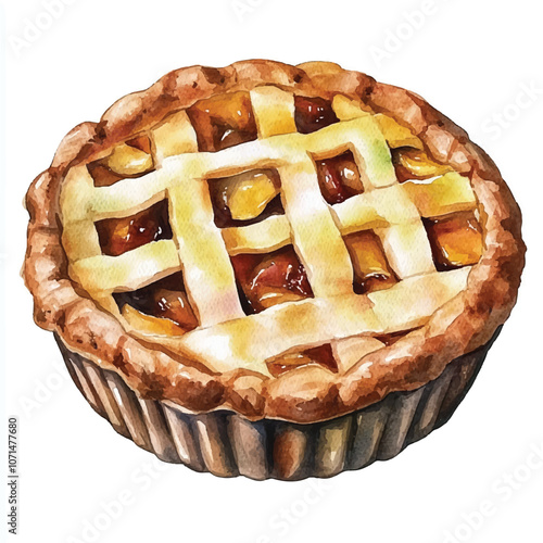 Pie watercolor clipart illustration