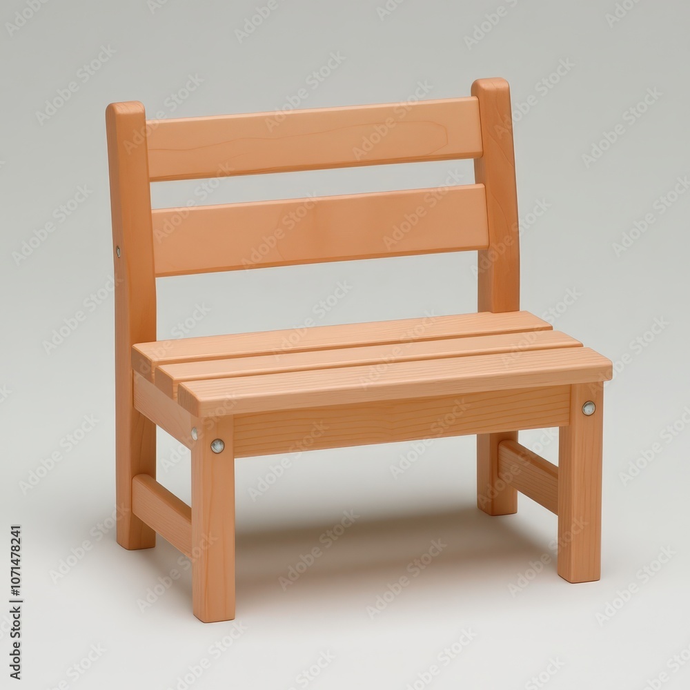 A small wooden chair with a simple design and light wood finish, perfect for a child's room or play area. A small wooden chair with a simple design and light wood finish, perfect for a child's room or play area.
