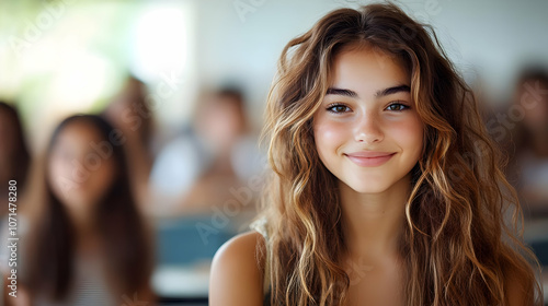 Smiling Woman with Long Wav...