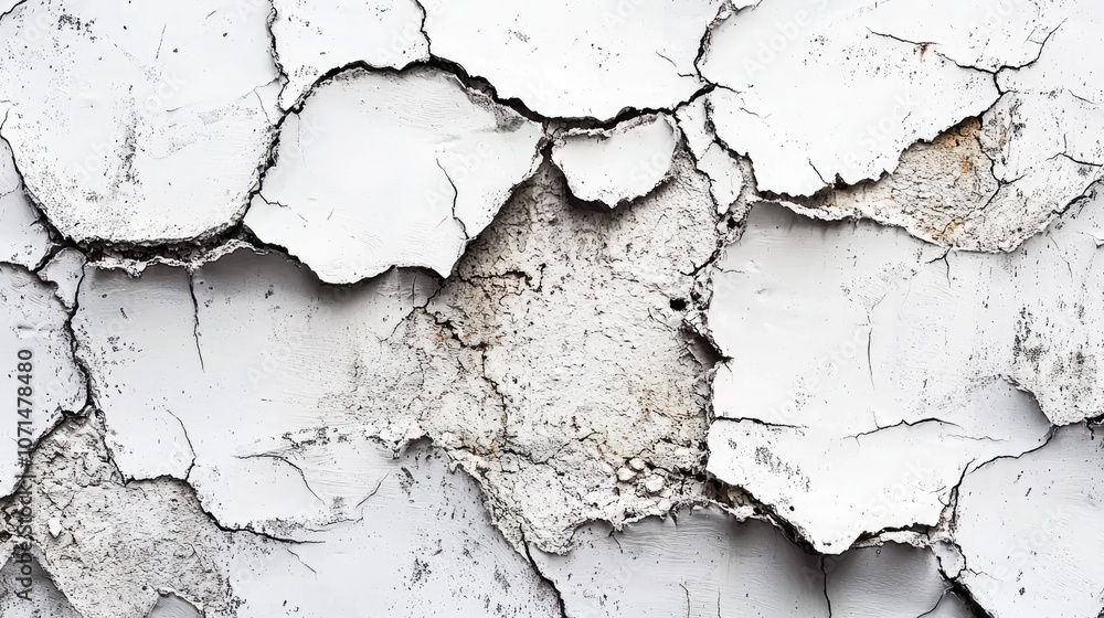 Cracked white paint on a wall. Cracked white paint on a wall.