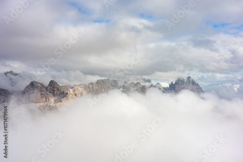 The specular landscape of Durrenstein after hike to peak in Autumn season, Dolomite, Italy. photo