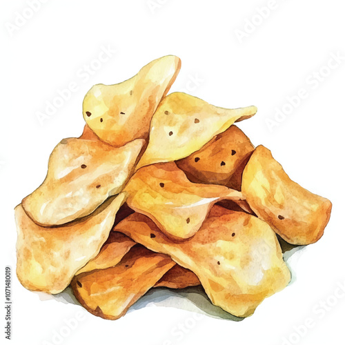 Potato chips watercolor clipart illustration