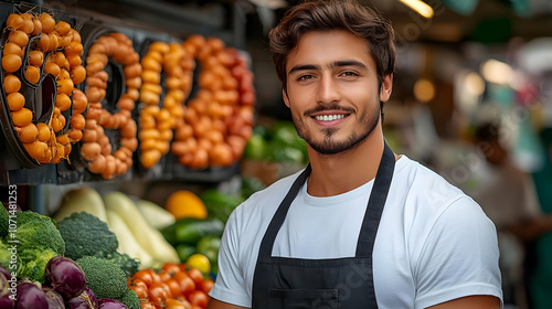 Smiling Man at a Produce St...