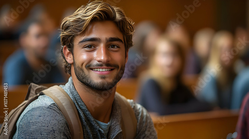 Smiling Young Man with Back...