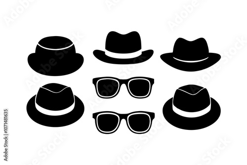 Hat and Sunglasses | isolated vector illustration on white background