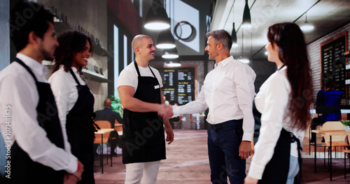 Coffee Shop New Employee Handshake