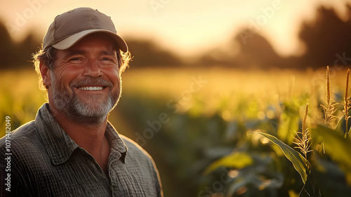 Smiling Farmer in a Cornfie...