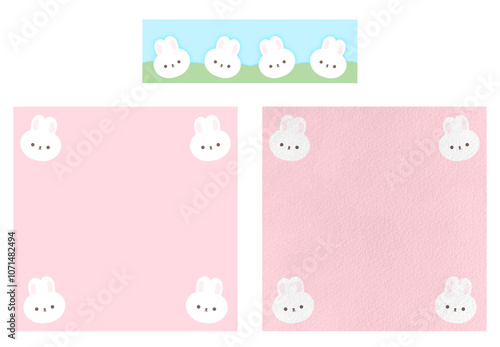 Pink Rabbit Paper With Rabbit Garden Tape Memo Paper Memo Pad Note Pad Paper Post It Digital Blank Paper Blank Note