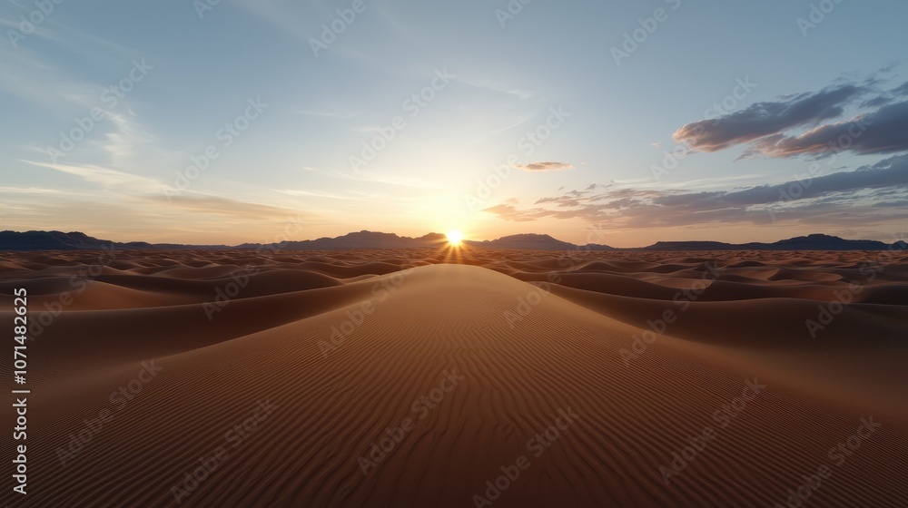 A sweeping view of the Sahara Desert at sunset, with towering sand dunes and a colorful sky, creating a dramatic and breathtaking landscape. A sweeping view of the Sahara Desert at sunset, with towering sand dunes and a colorful sky, creating a dramatic and breathtaking landscape.