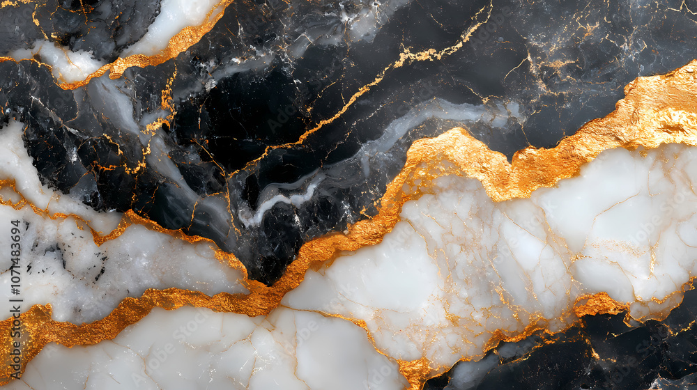 Obraz premium Black and white gold marble patterns surround marble texture, high-end stone carving art background