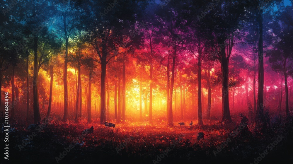 Fototapeta premium Enchanted Forest at Sunrise
