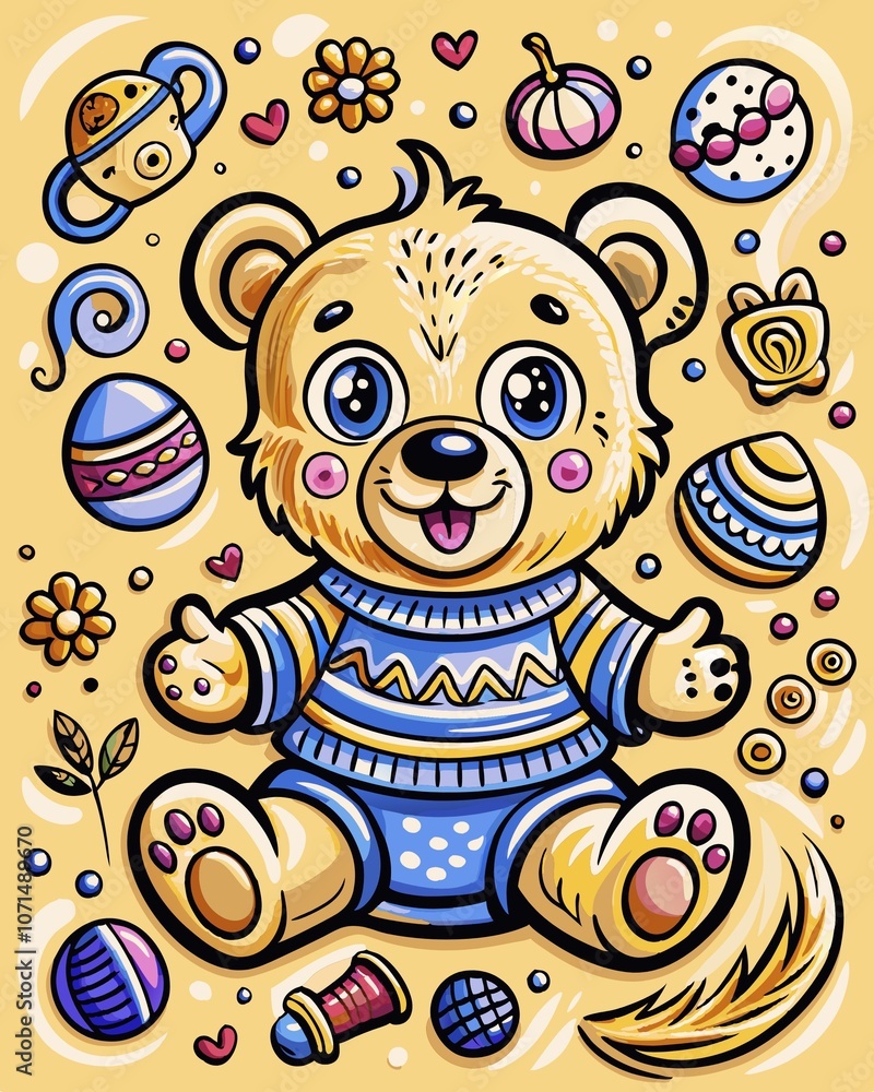 Fototapeta premium teddy bear with flowers