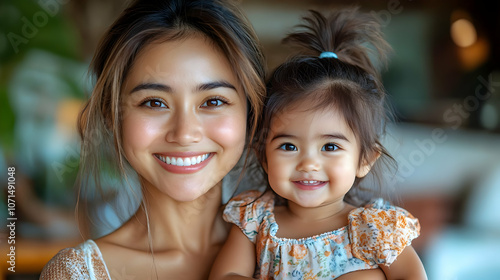 Smiling Mother and Daughter...