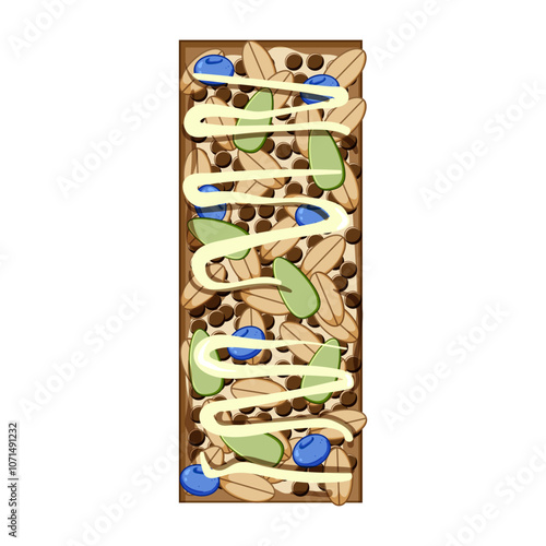 protein granola bar cartoon. fiber chewy, crunchy organic, glutenfree vegan protein granola bar sign. isolated symbol vector illustration