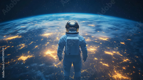 Astronaut Looking at Earth ...