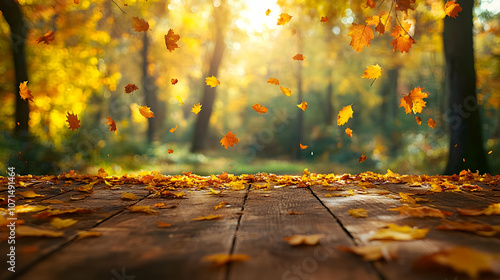 Autumn Leaves Falling on Wo...