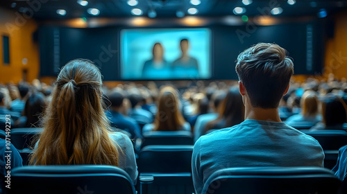 Audience Watching a Screen ...