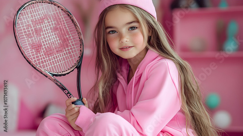 Little Girl in Pink Holding...