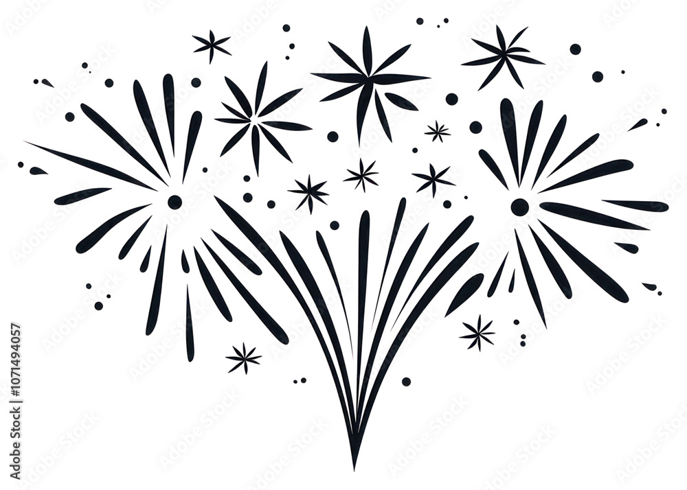 Obraz premium PNG Happy new year illustration black white.