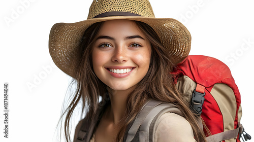 Smiling Woman Wearing Straw...