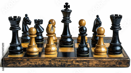 Chess Pieces on a Wooden Bo...