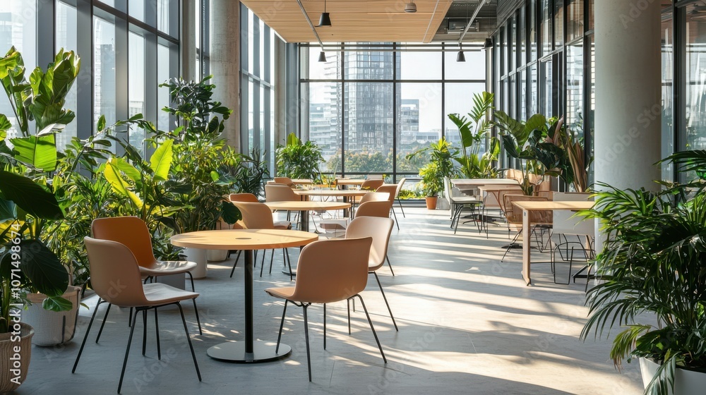 Obraz premium Create an inviting educational space with abundant natural light and lively greenery for enhanced learning experiences