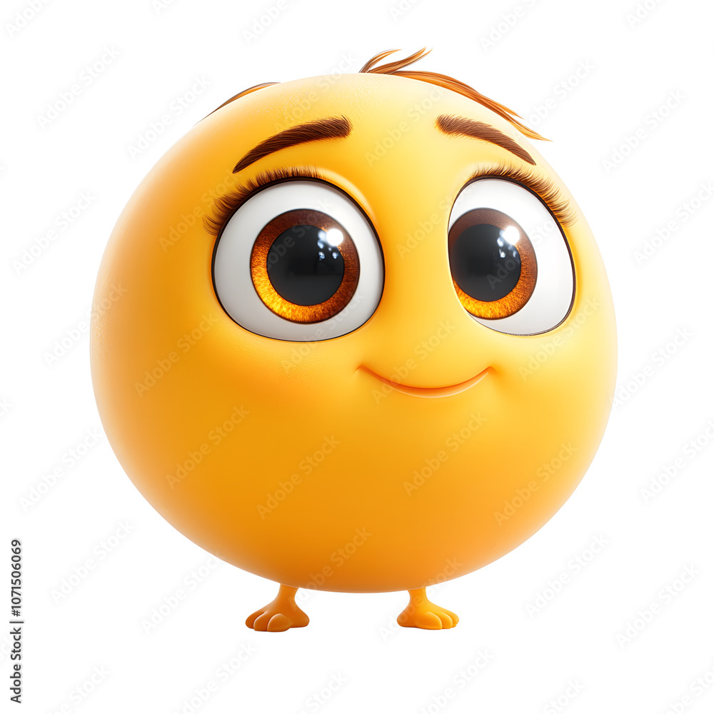 Obraz premium Cheerful Yellow Emoji with Big Eyes and Smile